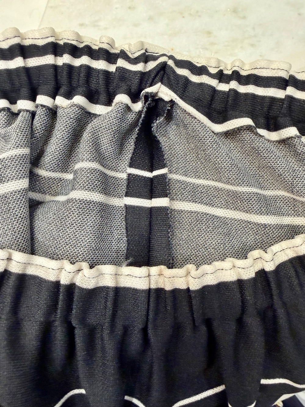 Vintage 70s Art Deco Geometric Maxi Skirt Black Cream Striped Mid Century M - Picture 8 of 9